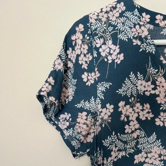 LOFT Blue Floral Button Dress Size 2 - Picture 5 of 9